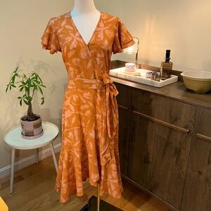 A New Day Faux Wrap Ruffle Midi Dress. 
Size XS. NWOT.